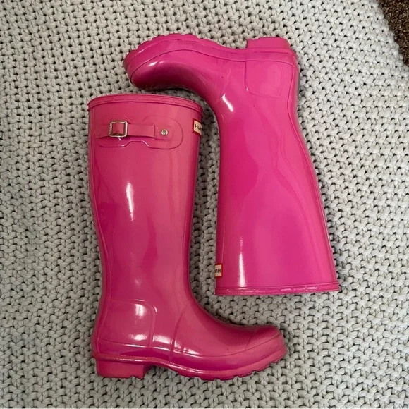 hunter pink tall rain boots - Picture 7 of 8